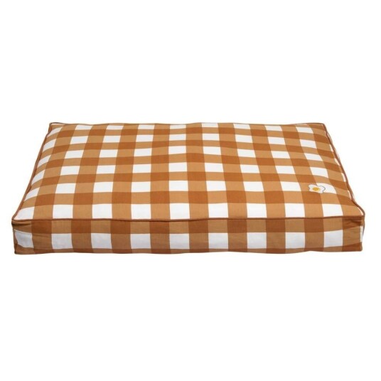 Little&Bigger Breakfast Club Hundemadrass Gingham Stekt Egg Brun 80X110Cm 