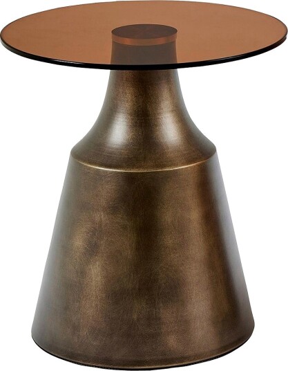 AC Design Furniture Dunsley rundt salongbord plate av herdet glass søylefot Ø45x47 cm Bronse