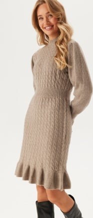 VERO MODA Vera LS Short Knit Dress Moon Rock Detail:Melange XL