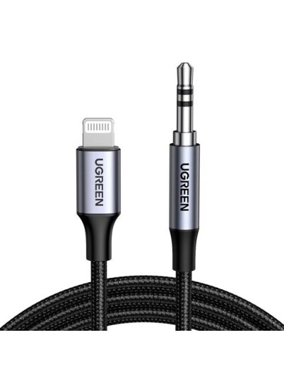 Ugreen Lightning til 3.5mm Aux Kabel 1m Skjermet Svart Ugreen Lightning til 3.5mm Aux Kabel 1m Skjermet Svart
