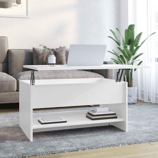Salongbord høyglans hvit 80x50x40 cm konstruert tre