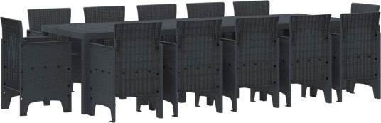 vidaXL Hage Spisegruppe 13 stk. Antrasitt Plast