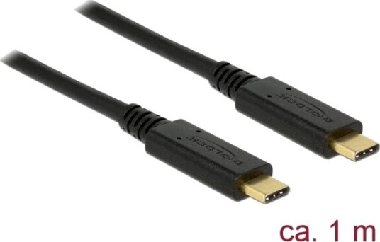Delock USB-C kabler 1 m 3A svarts USB 3.2 Gen 2