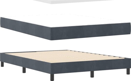 Box Spring Seng med Madrass Mørk Grå 160x200 cm Fløyel
