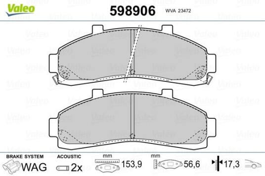 Bremseklosser VALEO 598906