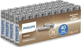 Philips Alkaline AAA Batterier 40-pakning - LR03 1,5V Philips Alkaline AAA Batterier 40-pakning - LR03 1,5V
