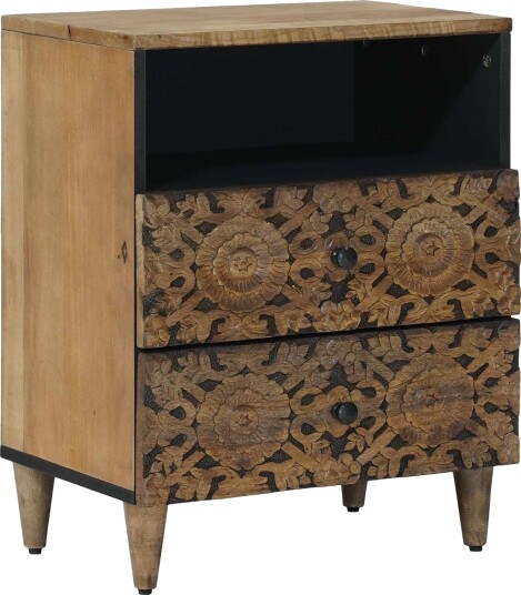 Sengekabinett med skuff Brun 50 x 33 x 60 cm Massiv mango tre Sengekabinett med skuff Brun 50 x 33 x 60 cm Massiv mango tre