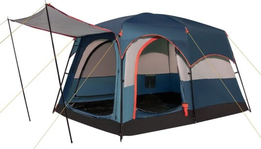 Northix telt 6 personers campingtelt med skillevegg og regntrekk blå Northix telt 6 personers campingtelt med skillevegg og regntrekk blå