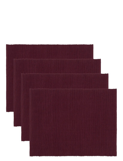 LINUM Uni Place Mat Rib 4 Pack Burgundy