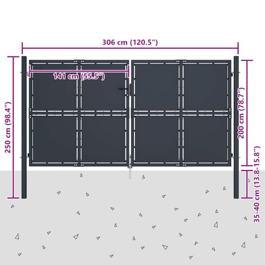 Hageport stål 300x200 cm antrasitt