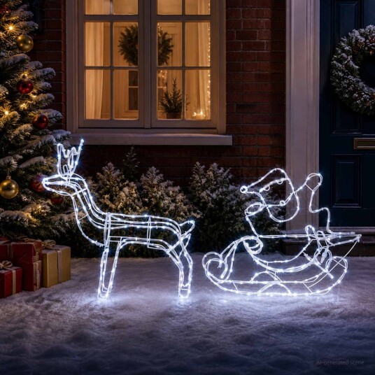 vidaXL Juledekorasjon med reinsdyr og slede LOVIISA 320 LED-lys