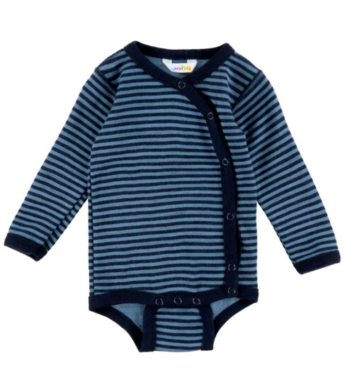 Joha Omslagsbody I/e Ull Blå m. Striper 70 Langermet Body