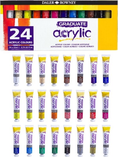 Daler Rowney Graduate akrylmaling i tube 24 farger Daler Rowney Graduate akrylmaling i tube 24 farger