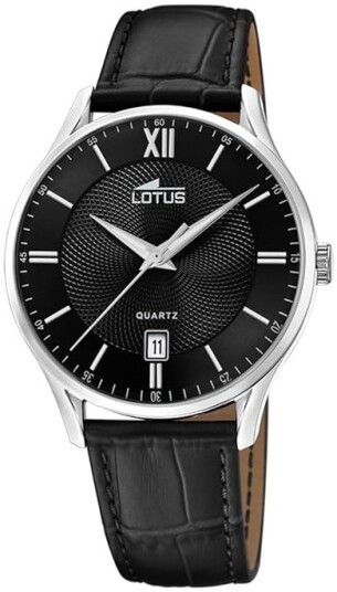 Lotus Herreklokke 18402/J Classic Sort/Lær Ø39 mm
