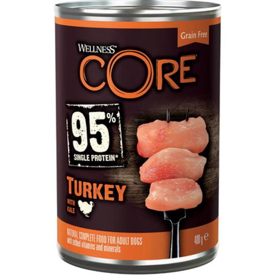 Dog Adult 95% Single Protein All Breed Kalkun Og Grønnkål Våt 400 G X 6 Hund Våtfôr Core Petfood