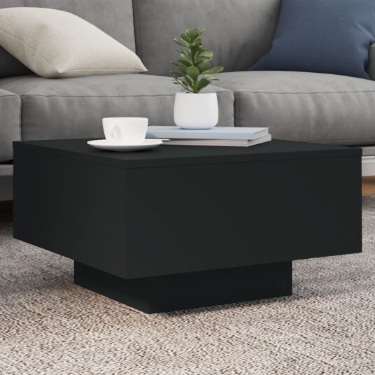 Sofabord med LED-lys svart 55x55x31 cm 836575