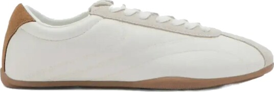Mango Contrasting Panel Leather Sneakers   White   40