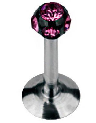 Aab Diamond Ball Labret Svart/Rosa Strl 1.2 x 10 mm