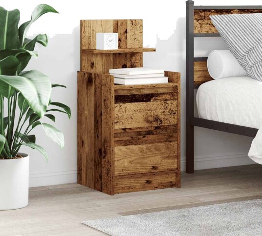 Nattskap med 2 skuffer 2 stk gammelt tre 38x34x80 cm
