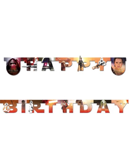 Happy Birthday Banner 210 cm   Star Wars The Force Awakens