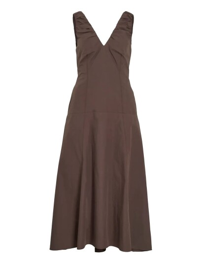 Vila Viembla S/L V Neck Maxi Dress Ro Brown 42