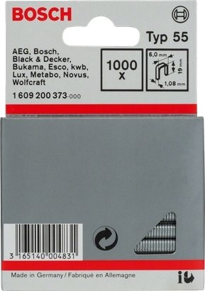Bosch Powertools Bosch 1609200373 Pakke Med Stifter 1,9 Cm Festing 6 Mm 1000 Stifter Rustfritt Stål