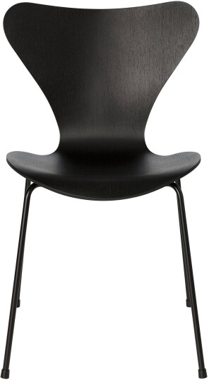 Fritz Hansen - 3107 Sjuan Monokrom Färgad Askfanér Svart Spisestoler Arne Jacobsen Tre