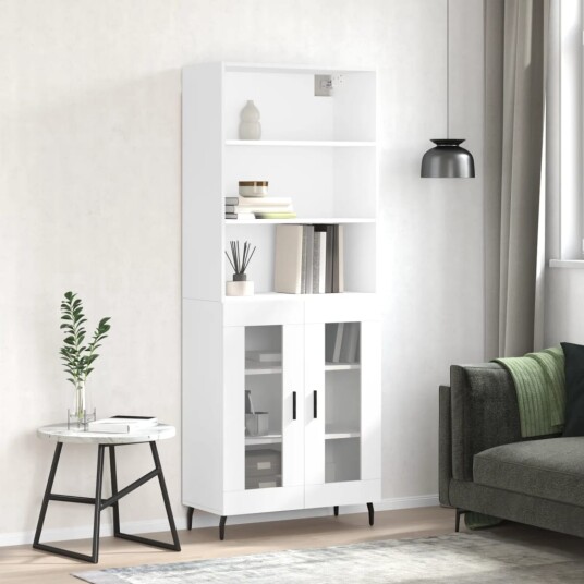 Highboard hvit 69,5x34x180 cm konstruert tre Highboard hvit 69,5x34x180 cm konstruert tre