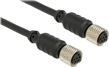 Delock - Sensorforlengelseskabel - 6-Stifts M8 Hunn Til 6-Stifts M8 Hunn - 10 Cm - Svart