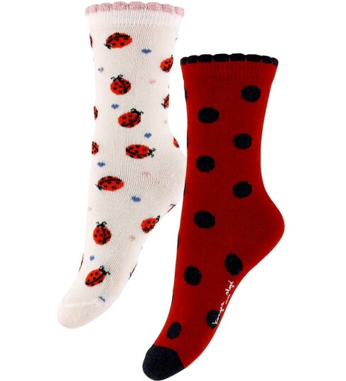 Konges Sløjd Sokker Jacquard 2 pack Marihøne Konges Sløjd 17/18 Sokker Hvit Rød Konges Sløjd Sokker Jacquard 2 pack Marihøne Konges Sløjd 17/18 Sokker Hvit Rød