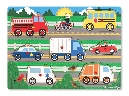 Melissa & Doug | Knottepuslespill i tre Kjøretøyer Melissa & Doug | Knottepuslespill i tre Kjøretøyer