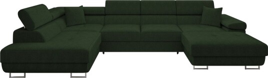 Gabina Sofa med Divan og Sjeselong 4 seter   Grønn