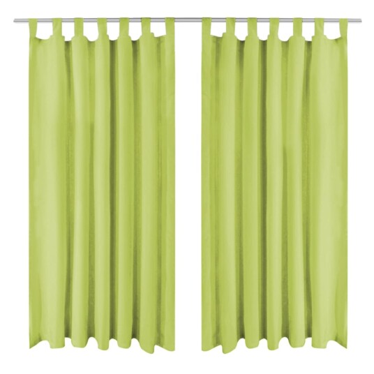 vidaXL Mikrosateng gardiner med hemper 2 stk 140x225 cm grønn