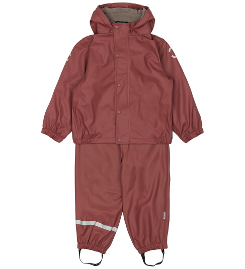 Mikk line Pu Rain Set W. Fleece/Susp. 104 Burgundy 74
