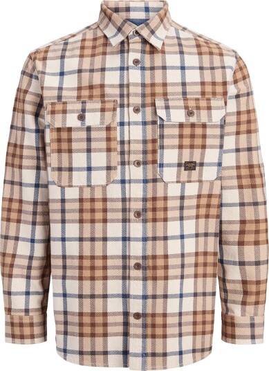 Jack & Jones Jprbluivy Check L/S Overshirt Sn PLAZA TAUPE XL