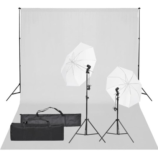 vidaXL Fotostudiosett med lyssett og bakgrunn vidaXL Fotostudiosett med lyssett og bakgrunn