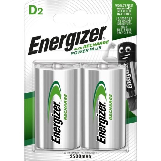Energizer 2500mAh D NiMH Oppladbare Batterier - 2-pakning