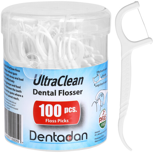 Dentadan Flosser 100 stk.Tanntrådsbraketter med tannpirkere