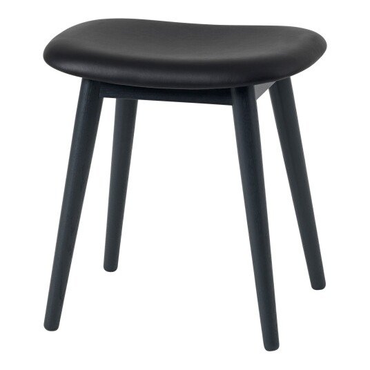 Muuto Fiber Stool Wood Base 45 cm Refine Leather Black / Black