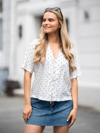 Selected Femme Zura Short Sleeve Top Hvit 34