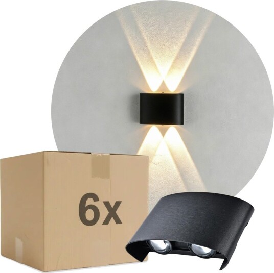Other Brand 6 stk. 4W CURVE vegglampe IP65 sort opp/ned utendørs inkl. lyskilde Dimbar : Ikke dimbar Kulør : Nøytral Other Brand 6 stk. 4W CURVE vegglampe IP65 sort opp/ned utendørs inkl. lyskilde Dimbar : Ikke dimbar Kulør : Nøytral