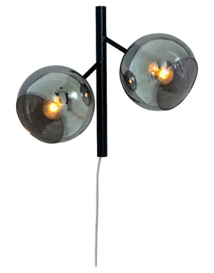 Aneta Lighting Atom vegglampe sort/sotet 2 lys 1711356-01-0 1711351-01-0