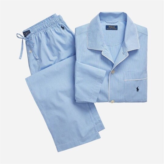 Ralph Lauren Pyjama Set - Light Blue Mini Gingham Ralph Lauren Pyjama Set - Light Blue Mini Gingham