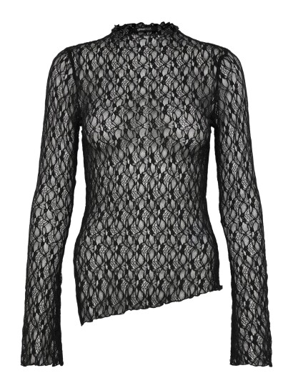 Gina Tricot Asymmetric Lace Top Black XS Gina Tricot Asymmetric Lace Top Black XS