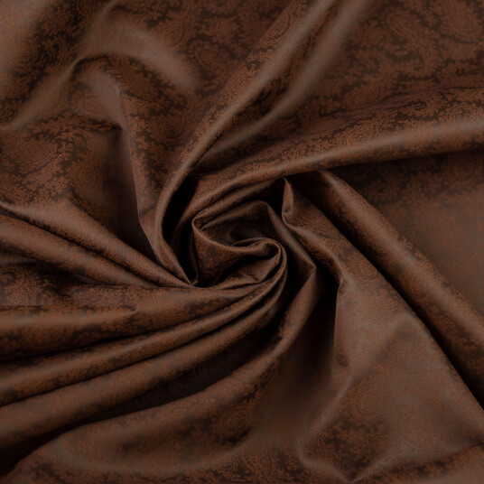 Printet fôrstoff Twill viskose, mørk/lys brun