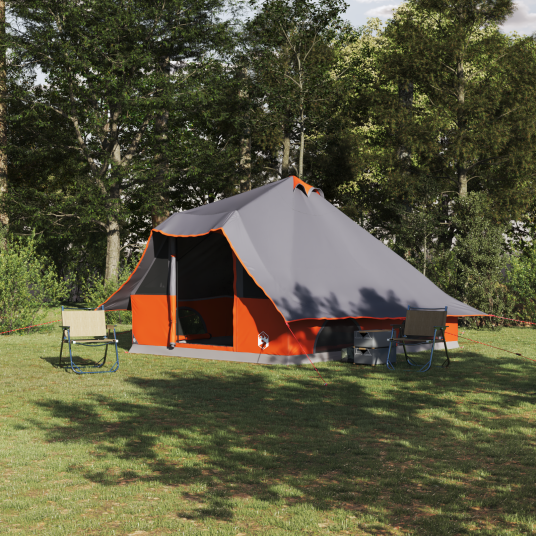 Tipi telt med tak Grå og Oransje 358 x 296 x 258 cm taft