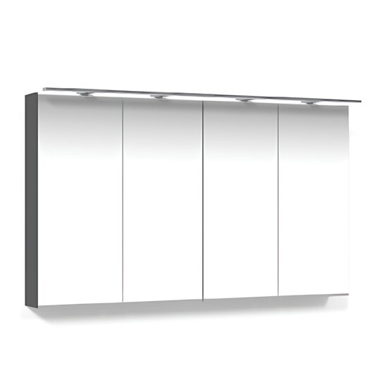 Macro Design Crown Speilskap Rampe-belysning med 4 dør Antrasitt / 120cm Macro Design Crown Speilskap Rampe-belysning med 4 dør Antrasitt / 120cm