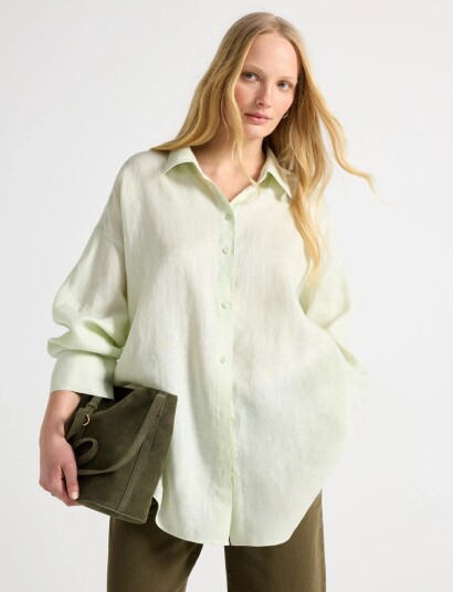 Lindex Linen Shirt   Green   XS