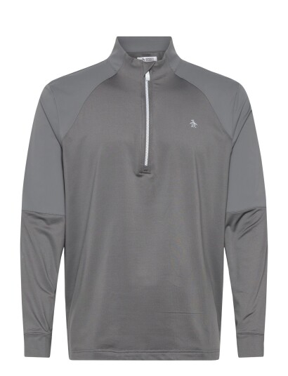 Original Penguin Golf Mixed Media 1/4 Zip Pullover Grey M