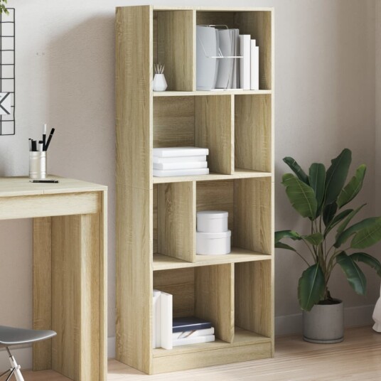Bokhylle sonoma eik 57x28,5x141 cm konstruert tre
